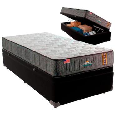 Imagem de Cama Box Baú Solteirão e Colchão Embrace Molas Ensacadas King Coil Pre