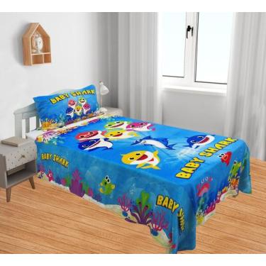 Imagem de Manta E Fronha Baby Shark Menino Cobertor Fleece Solteiro 2pç MS-BS1 -