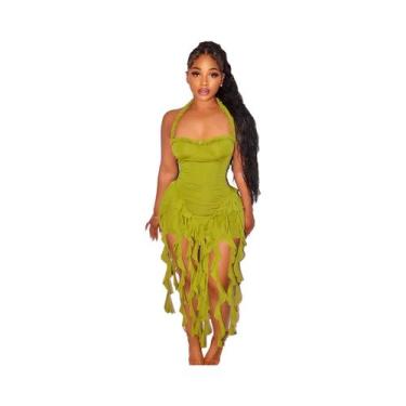 Imagem de Vestido Mini Feminino Slim Fit Com Gola Halter E Babados Nas Costas Pa