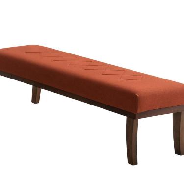 Imagem de Puff para Sala de Estar 140cm Linho Theo Terracota/Imbuia