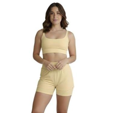 Imagem de Conjunto de Short Duplo Fitness Academia Treino Feminino-Feminino