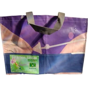 Imagem de Sacola Grande em Lona de Painel Publicitário, Eobag Mercado com Bolso 