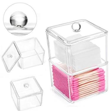 Imagem de 2 Porta Cotonete Algodão Organizador Acrilico com Tampa - Equipe Y