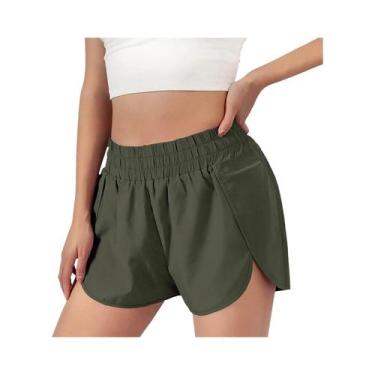 Imagem de Shorts De Yoga E Corrida Para Mulheres, De Cintura Alta, Secagem Rápid