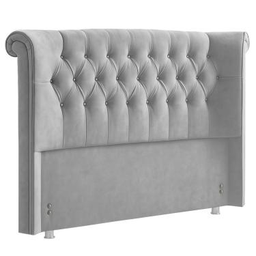 Imagem de Cabeceira Cama Box Casal 140 Cm Serena Veludo Cinza - Nexta Casa