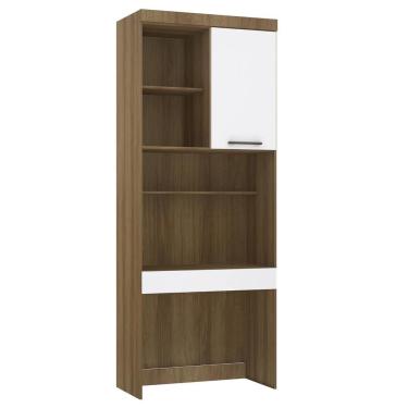 Imagem de Escrivaninha Bancada Estudo Modulada 90cm Delphi Avelã/branco L01 - Mpozenato