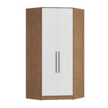 Imagem de Guarda-roupa Canto Closet com 2 Portas e 2 Gavetas Mdf Requinte+ Macadâmia/Branco