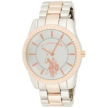 Imagem de U.S. Polo Assn. Relógio analógico feminino de quartzo com pulseira de liga, dois tons, 8 (modelo: USC40263)