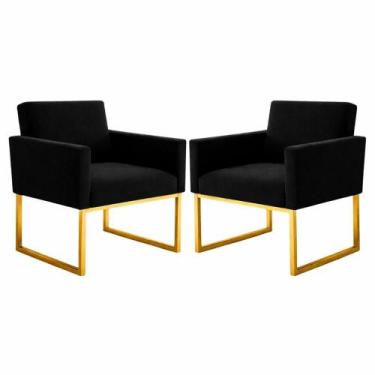 Imagem de Kit 2 Poltronas para Recepção Lina com Base de Ferro Dourado Resistent