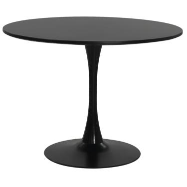 Imagem de Mesa Saarinen Tulipa Redonda 120cm Tampo Madeira Preto Sala Cozinha Jantar