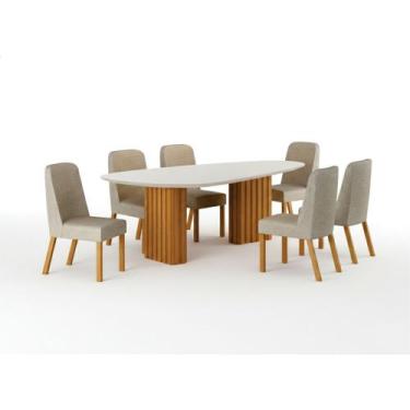 Imagem de Conjunto Sala de Jantar Ísis 2,00m com 6 Cadeiras Tampo Orgânico Off W
