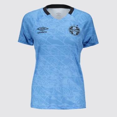 Imagem de Camisa Umbro Grêmio Aquecimento 2025 Feminina Azul, GG