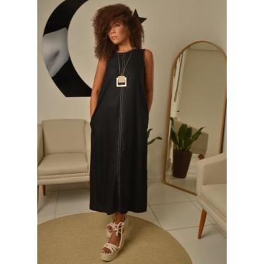 Imagem de Vestido Longo Nicole - madahco, G, Preto, Amarelo
