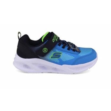 Imagem de Tênis Skechers Infantil Lights com Luz Led com Botão , 30, Azul, Preto