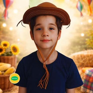 Imagem de Chapéu CANGACEIRO LAMPIÃO INFANTIL  Nordestino Couro Puro Rígido Alça 
