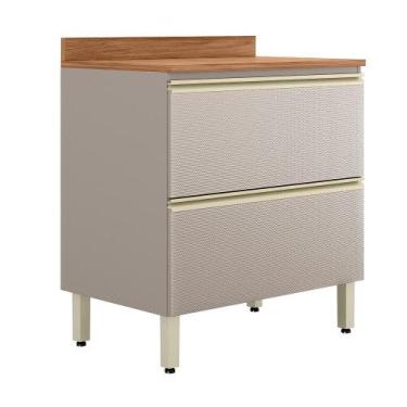Imagem de Balcão de Cozinha Proença D9118 80 cm 1 Porta 1 Gaveta com Tampo Nogue