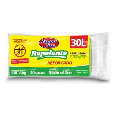 Imagem de Saco De Lixo 30l - Repelente C/ 30und + Brinde Reforçado  Kit 4un - Em