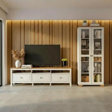 Imagem de Conjunto de Sala 2 Peças com 1 Rack e 1 Cristaleira Ananda CabeCasa Ma