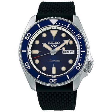 Imagem de Seiko Relógio masculino esportivo SRPD93 Seiko 5 preto 42,5 mm aço inoxidável