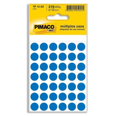 Imagem de Etiqueta Adesiva Redonda 12mm Azul Pimaco Com 210 Unidades
