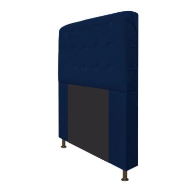Imagem de Cabeceira Dama 140 Cm Casal Com Botonê Suede Azul Marinho