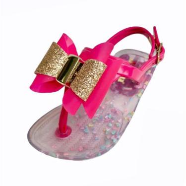 Imagem de Sandalia Chinelo Infantil Bebê Juju Meninas Pink Laço Glitter - Juju S