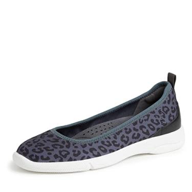 Imagem de Dearfoams Sapatilha feminina original confortável leve sem cadarço Mia Ballet, Leopardo cinza, 35