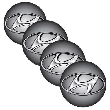 Imagem de Kit Emblema Calota Resinado 4 Unidades Hyundai 48Mm Degrade