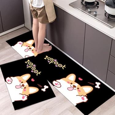 Imagem de Conjunto de 2 tapetes de cozinha antifadiga, antiderrapante, espessos, acolchoados, tapetes de cozinha com corredor, tapetes resistentes e confortáveis, à prova d'água, tapete de cozinha, 40 x 119 cm