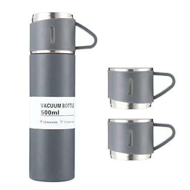 Imagem de Wemay Garrafa de água com isolamento a vácuo de aço inoxidável de dupla camada caneca garrafa térmica 12h mantém quente e frio à prova de vazamento adequado para viagens ao ar livre de escritório em c