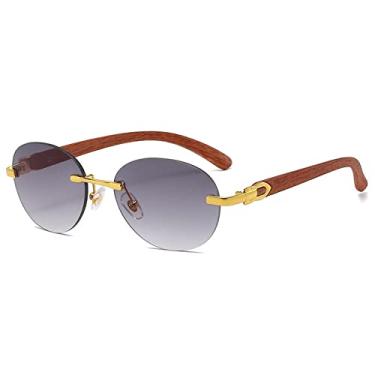 Imagem de Óculos de sol ovais sem aro feminino designer vintage uv400 condução óculos de sol masculino sem moldura moda, 1A,A