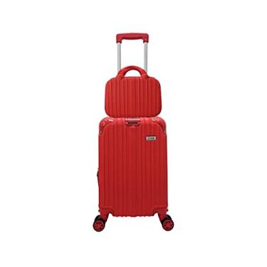 Imagem de Mala de Viagem Bordo Expansiva Avião com Frasqueira Rígida 4 Rodinhas Dupla 360° Abs Cor:Vermelho;tamanho:PP