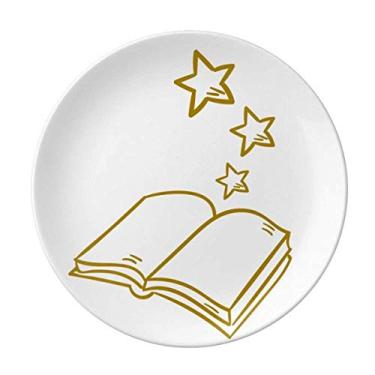 Imagem de Opening Books Releasing Knowledge Stars Prato decorativo de porcelana Salver Louça Prato de jantar