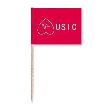 Imagem de Música Moving Heartbeat Flutuation Love Toothpick Flags Marker Topper Party Decoration