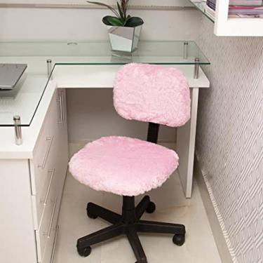 Imagem de D. Vieira Têxtil & Decor - Capa para Cadeira de Escritório Assento e Encosto Felpuda Pelo Curto Secretaria Rosa