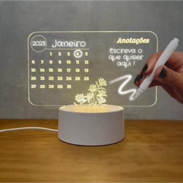 Imagem de Luminária 3D calendário de Escrever tipo Lousa, Acrílico + Caneta