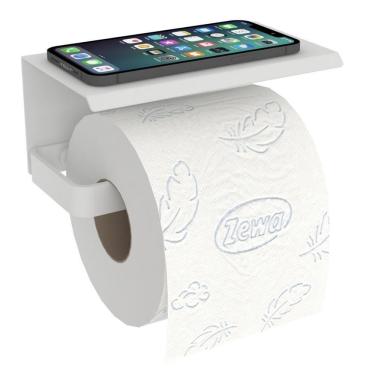 Imagem de Porta Papel Higiênico Inox De Parede Banheiro Branco Max