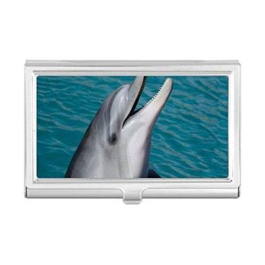 Imagem de Capa para cartão de visita com imagem da natureza e golfinhos da água do oceano