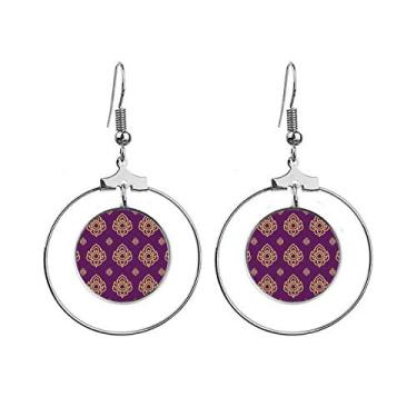 Imagem de Kingdom Golden Purple Art Illustration Brincos Pendentes Argola Joias Círculo Drop