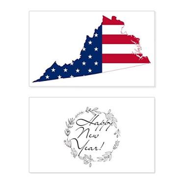 Imagem de Virginia USA Mapa Estrelas Listras Bandeira Formato Ano Novo Festival Cartão Bless Mensagem Presente