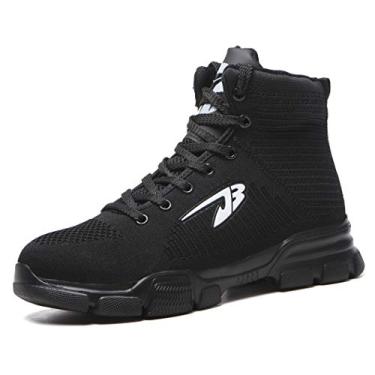 Imagem de Botas SafeByAlex Steel Toe Trabalho Moda Tênis Estilo para Homens e Mulheres, 907 - Preto, 12 Women/10 Men