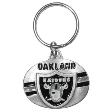Imagem de Siskiyou Chaveiro de metal esculpido oval NFL Oakland Raiders, preto, anel dividido
