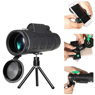 Imagem de Telescópio monocular 40x60 - Monocular Bak4 HD Monocular à prova d'água de alta definição com suporte para smartphone Tripé para observação de pássaros, acampamento, caminhada, concerto