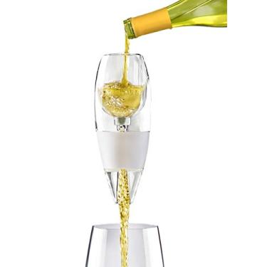 Imagem de Vinturi Despejador e decantador clássico Essential para vinho oferece sabores aprimorados com acabamento mais suave, possui corpo de silicone fácil de segurar e suporte que não gota, branco