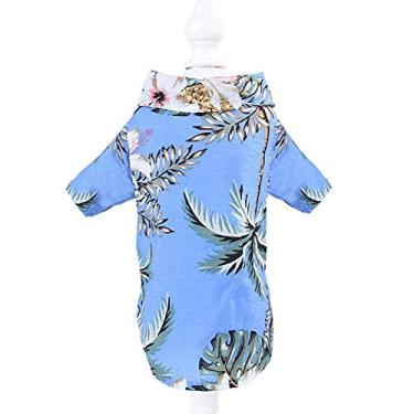 Imagem de Camisetas havaianas para cães, camisetas polo respiráveis e legais de verão para gatos filhotes pequenos a médios, colete personalizado bonito (coco, azul, médio)