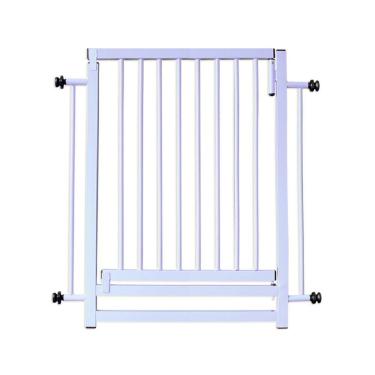 Imagem de Portão Pet Cachorro Criança Grade Para Porta Branco 80Cm