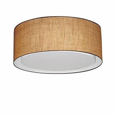 Imagem de Plafon Duplo Cilíndrico Cúpula Tecido 50x25 cm, Vivare Iluminação, Plafon3036 LP, Palha, Médio