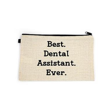 Imagem de Bolsa de maquiagem de assistente dental, presente para assistente dental, bolsa de cosméticos para assistente dental, melhor assistente dentário de todos os tempos, bolsa de higiene pessoal, para ela, bolsa de maquiagem para mulheres, bolsa de , Branco