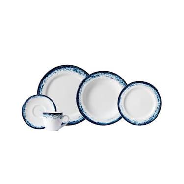Imagem de Aparelho de Jantar 20 Peças P.Schmidt Real Névoa em Porcelana com Xícara de Chá - Branco/Azul