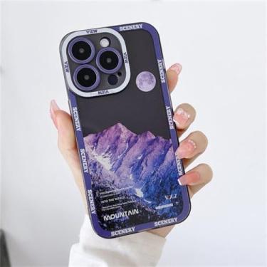 Imagem de Capa de telefone Snow Mountain Sunset para iPhone 14 13 12 11Pro Max XR X XS Max 14Plus Soft Shockproof Bumper Acrílico Clear Back Cover, T4, Para iphone 14Pro